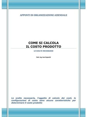 cover image of Come si calcola il Costo Prodotto
